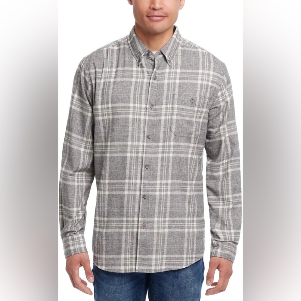 Weatherproof Vintage Mens Casual Soft Brushed Plaid Button-Down Flannel Shirt